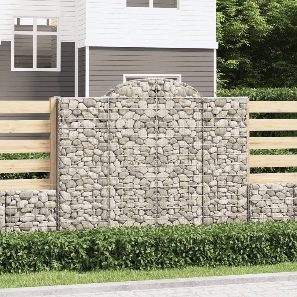vidaXL Gabionen mit Hochbogen 2 Stk. 200x30x160/180cm Verzinktes Eisen