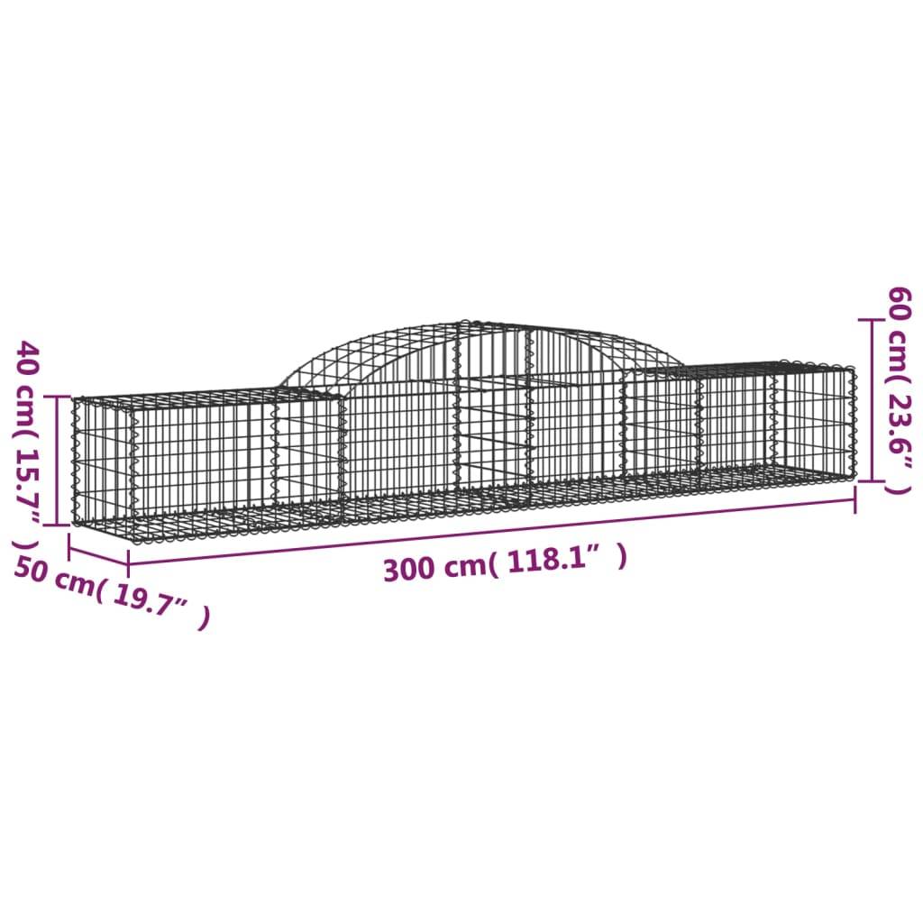 vidaXL Gabionen mit Hochbogen 6 Stk. 300x50x40/60 cm Verzinktes Eisen