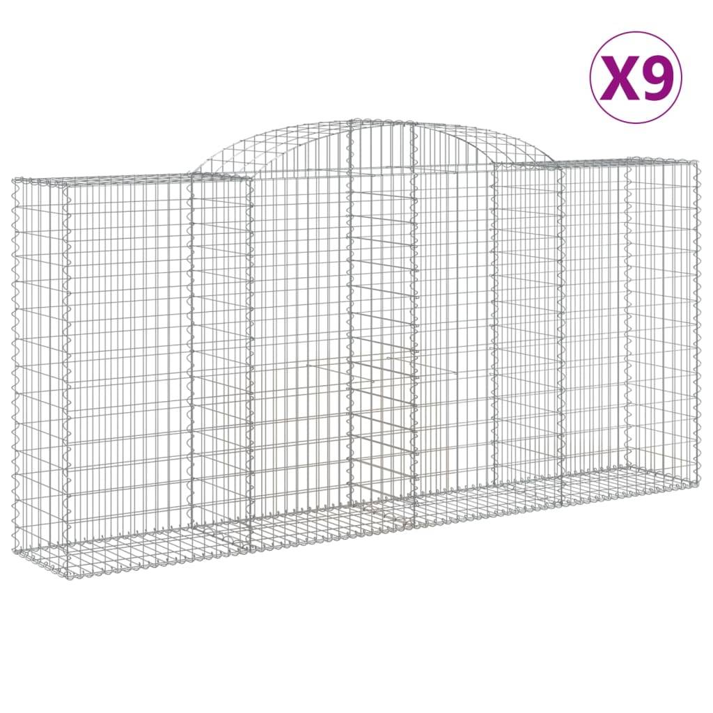 vidaXL Gabionen mit Hochbogen 9 Stk. 300x50x140/160cm Verzinktes Eisen