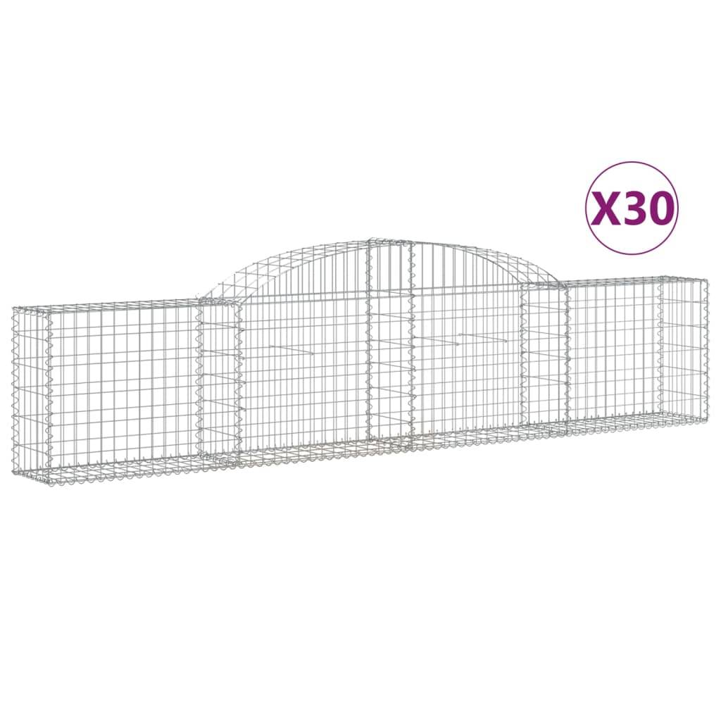 vidaXL Gabionen mit Hochbogen 30 Stk. 300x30x60/80 cm Verzinktes Eisen