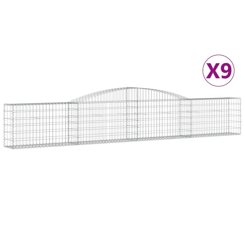 vidaXL Gabionen mit Hochbogen 9 Stk. 400x30x60/80 cm Verzinktes Eisen