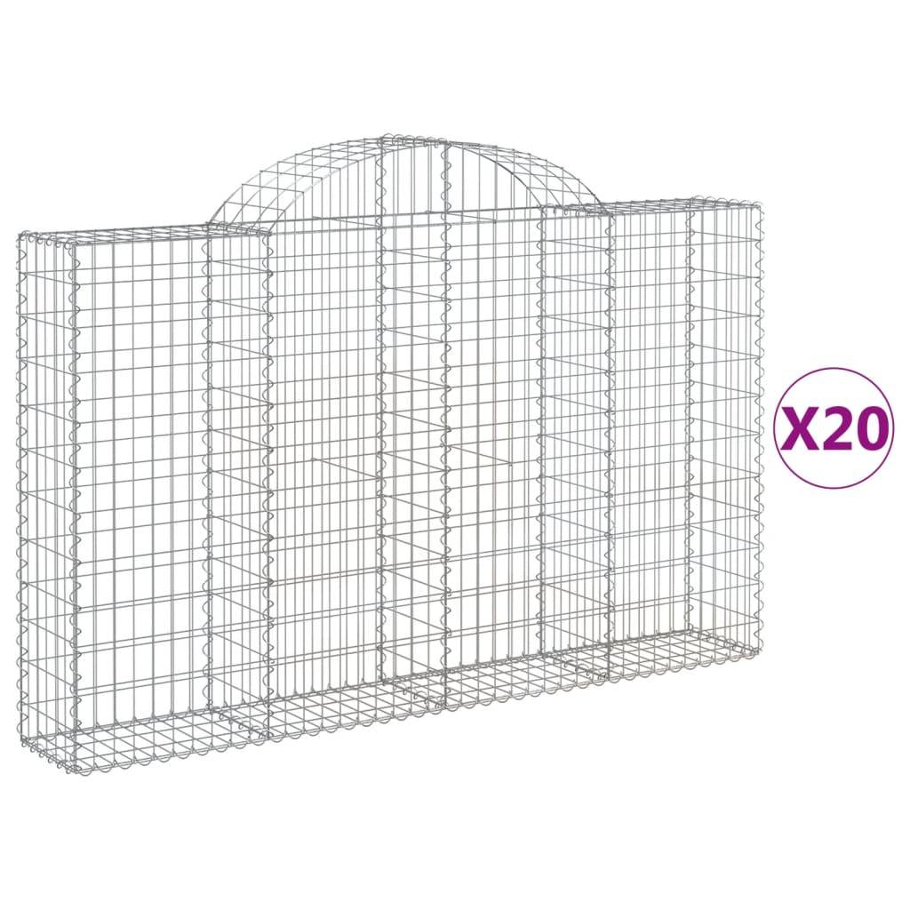 vidaXL Gabionen mit Hochbogen 20Stk. 200x30x120/140cm Verzinktes Eisen