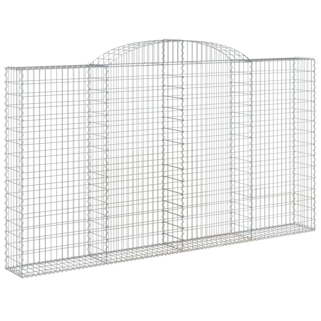 vidaXL Gabionen mit Hochbogen 2 Stk. 300x30x160/180cm Verzinktes Eisen