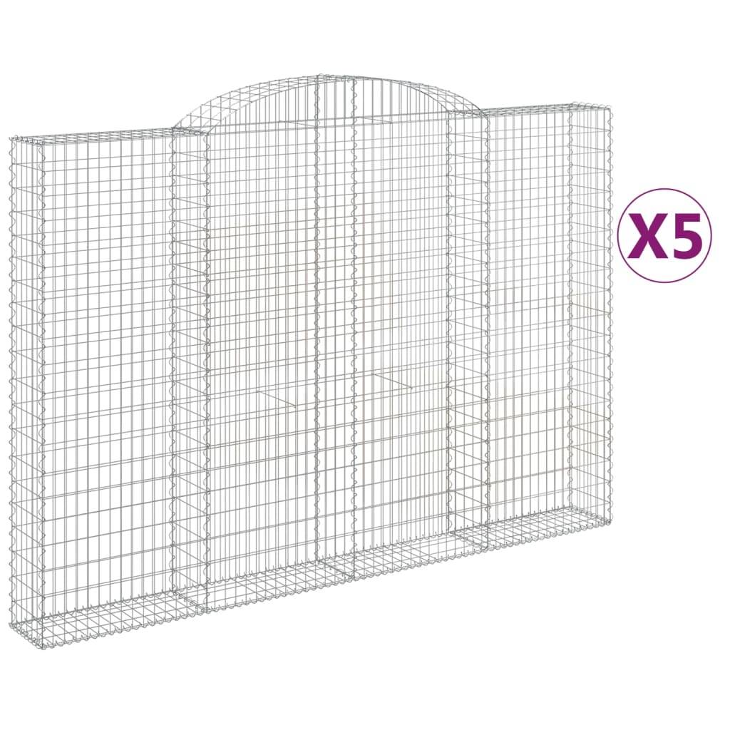 vidaXL Gabionen mit Hochbogen 5 Stk. 300x30x200/220cm Verzinktes Eisen