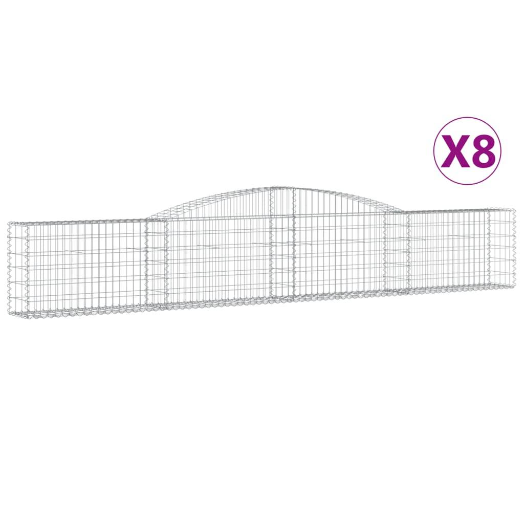 vidaXL Gabionen mit Hochbogen 8 Stk. 400x30x60/80 cm Verzinktes Eisen