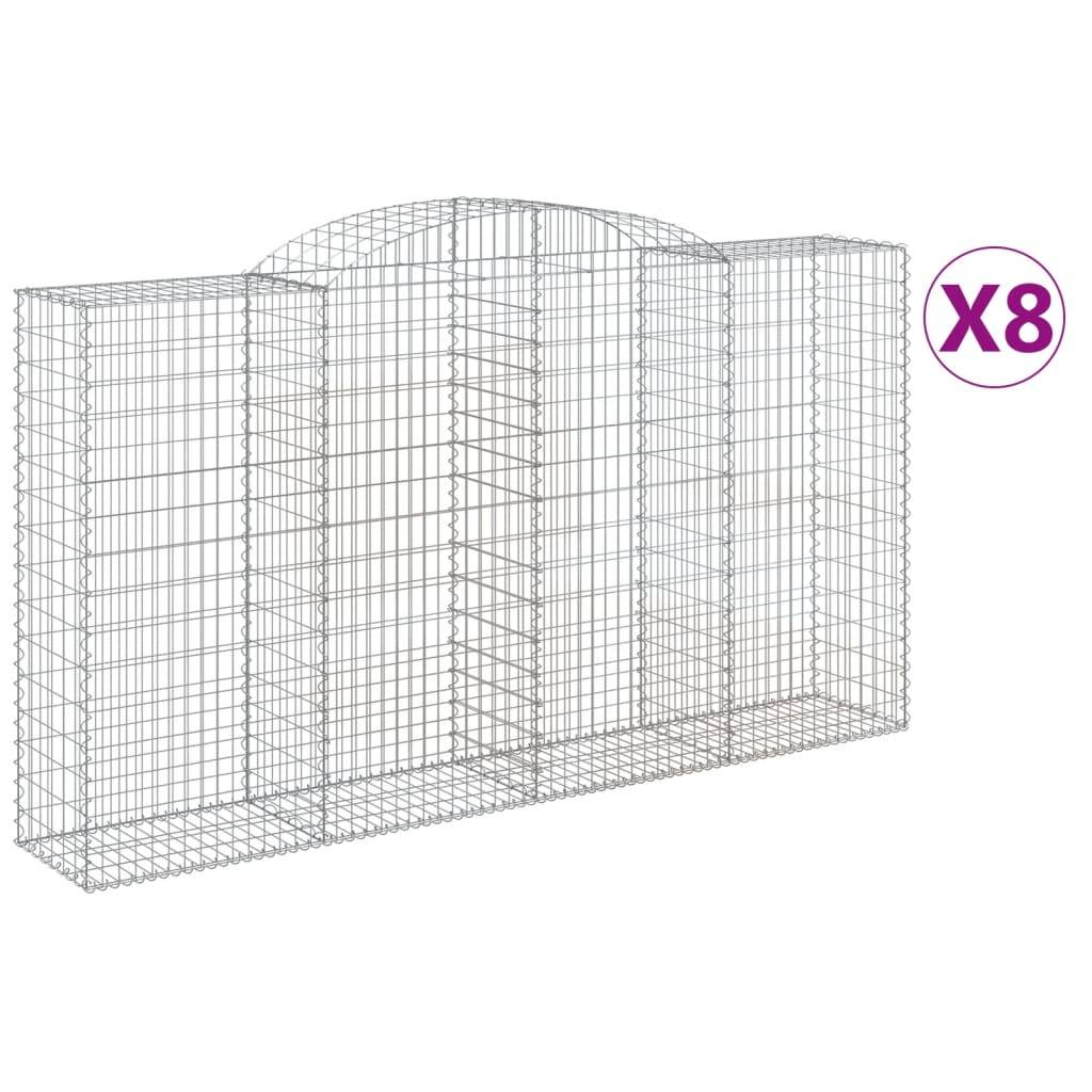 vidaXL Gabionen mit Hochbogen 8 Stk. 300x50x160/180cm Verzinktes Eisen