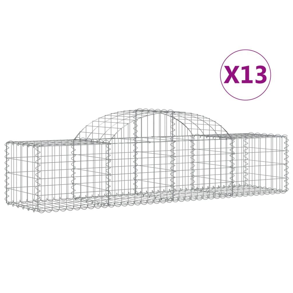 vidaXL Gabionen mit Hochbogen 13 Stk. 200x50x40/60 cm Verzinktes Eisen