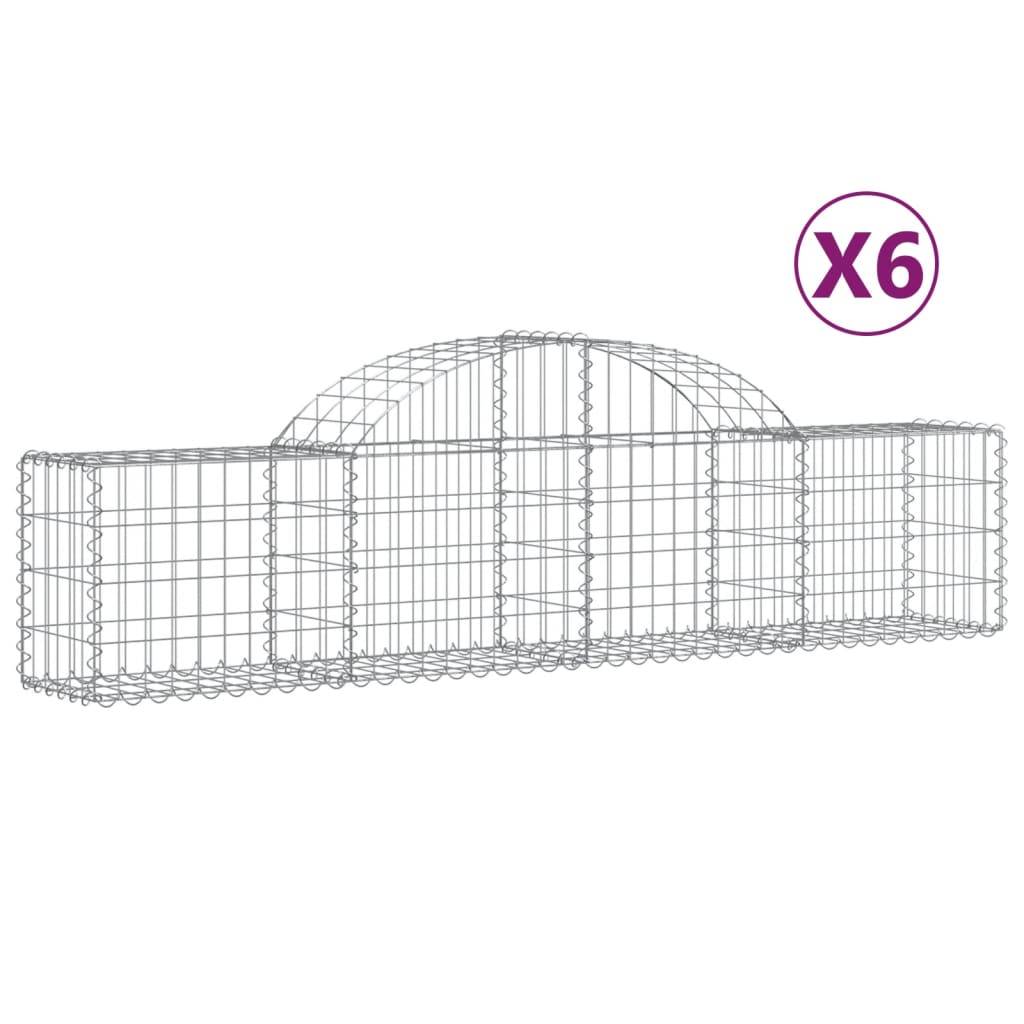 vidaXL Gabionen mit Hochbogen 6 Stk. 200x30x40/60 cm Verzinktes Eisen