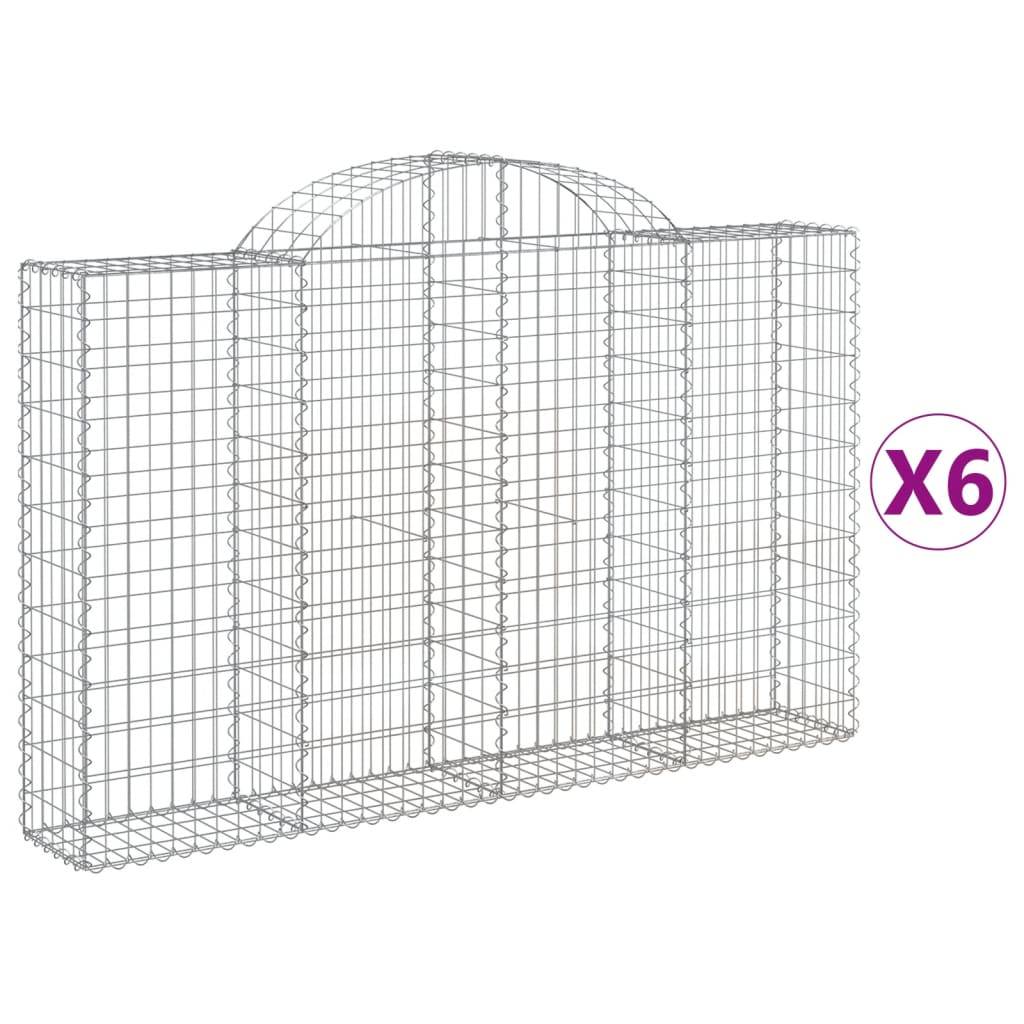 vidaXL Gabionen mit Hochbogen 6 Stk. 200x30x120/140cm Verzinktes Eisen