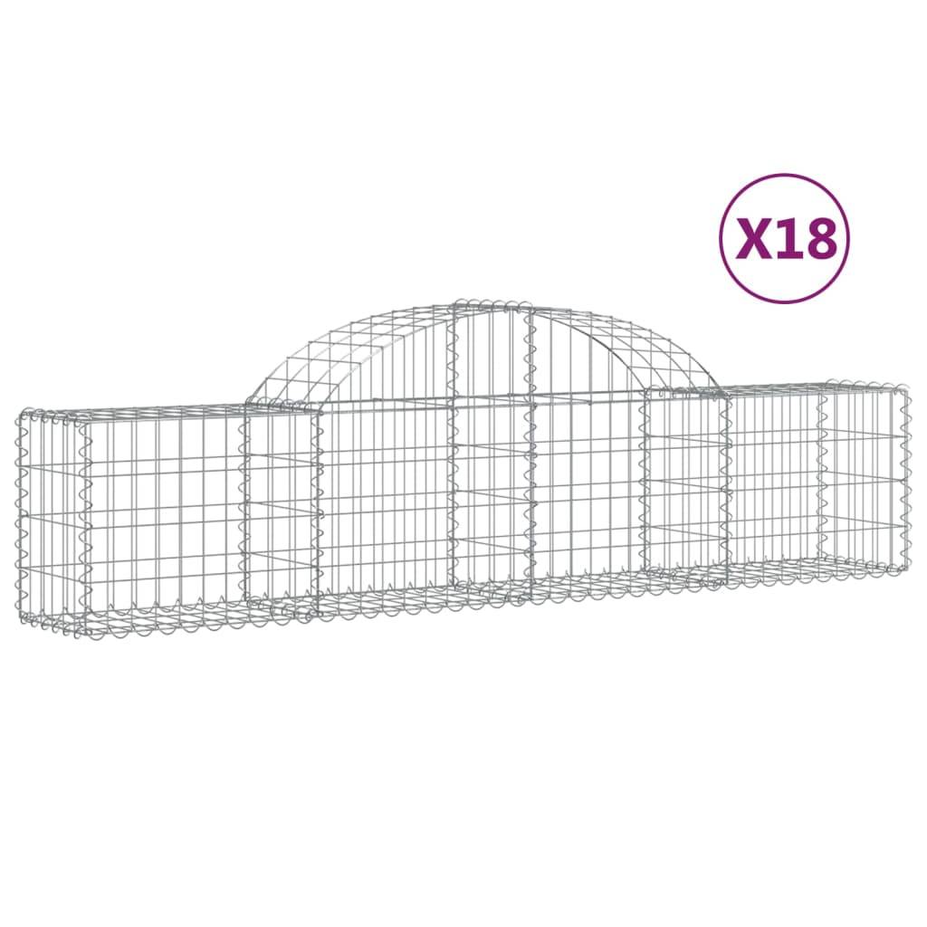 vidaXL Gabionen mit Hochbogen 18 Stk. 200x30x40/60 cm Verzinktes Eisen