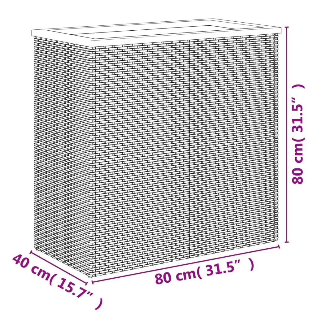 vidaXL Pflanzkübel Schwarz 80x40x80 cm Poly Rattan