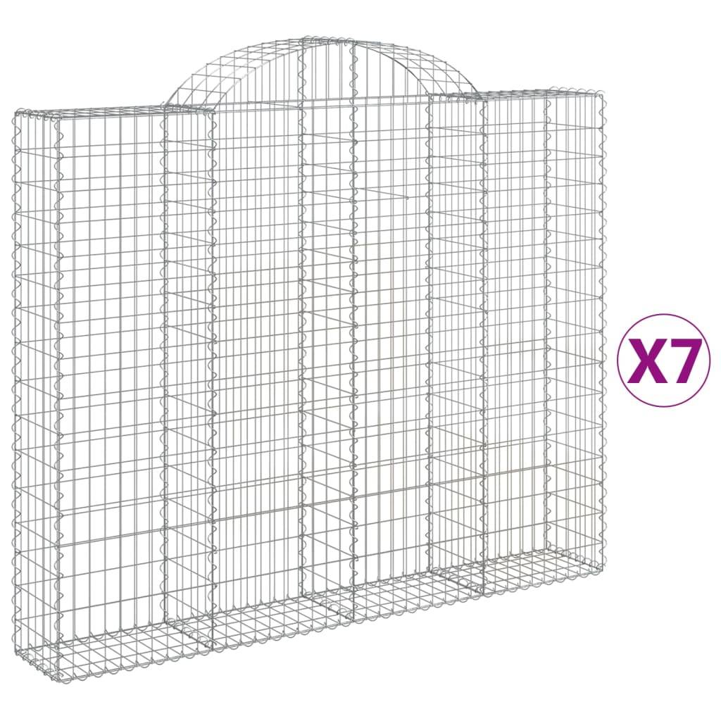 vidaXL Gabionen mit Hochbogen 7 Stk. 200x30x160/180cm Verzinktes Eisen
