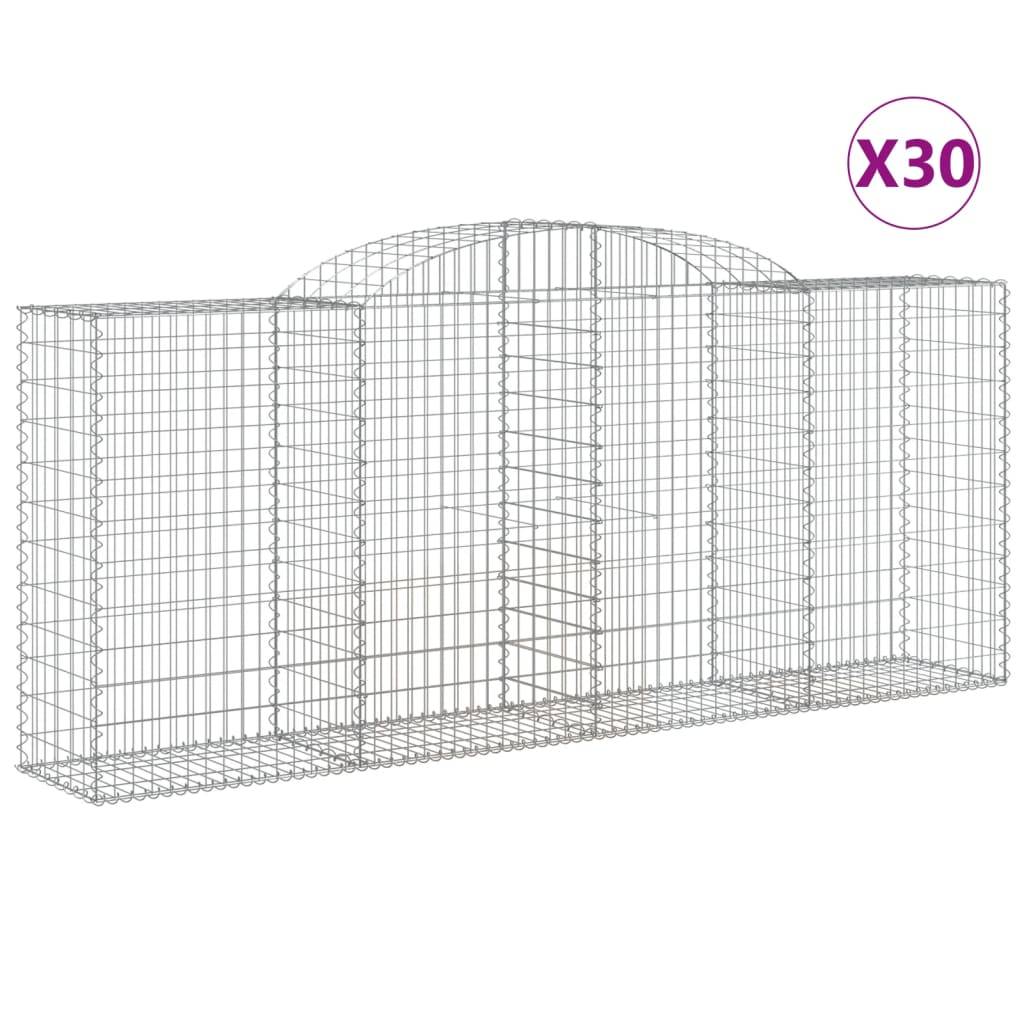 vidaXL Gabionen mit Hochbogen 30 Stk 300x50x120/140cm Verzinktes Eisen