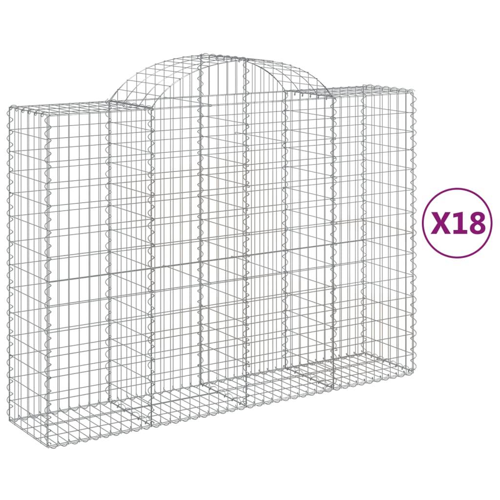 vidaXL Gabionen mit Hochbogen 18Stk. 200x50x140/160cm Verzinktes Eisen