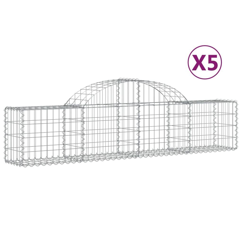 vidaXL Gabionen mit Hochbogen 5 Stk. 200x30x40/60 cm Verzinktes Eisen