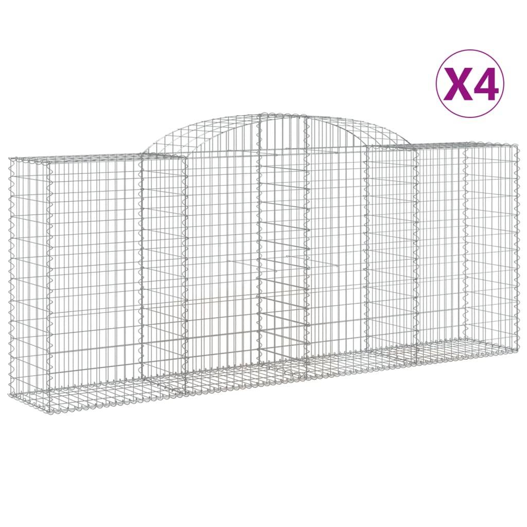 vidaXL Gabionen mit Hochbogen 4 Stk. 300x50x120/140cm Verzinktes Eisen