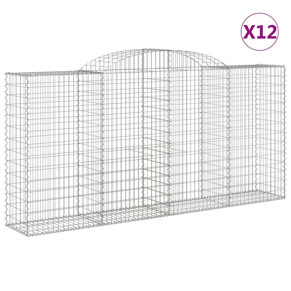 vidaXL Gabionen mit Hochbogen 12 Stk 300x50x140/160cm Verzinktes Eisen