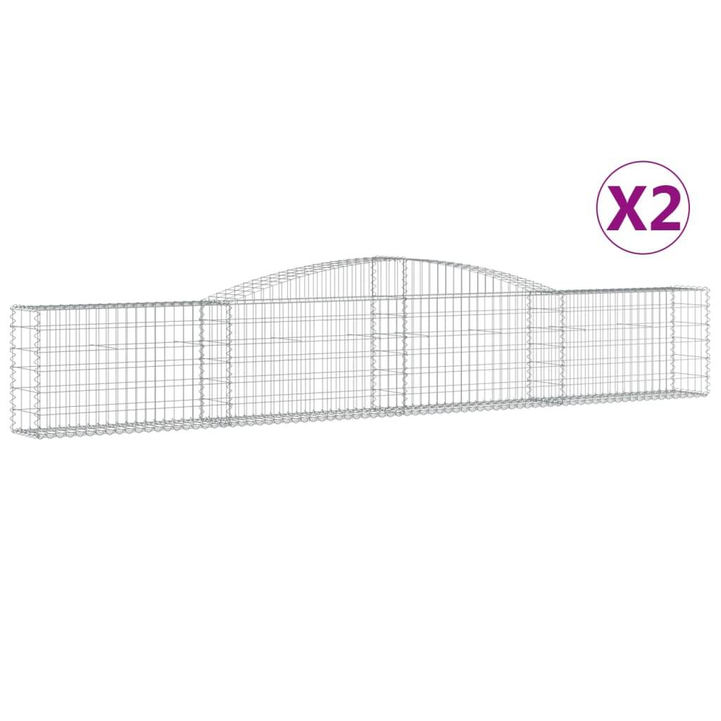 vidaXL Gabionen mit Hochbogen 2 Stk. 400x30x60/80 cm Verzinktes Eisen