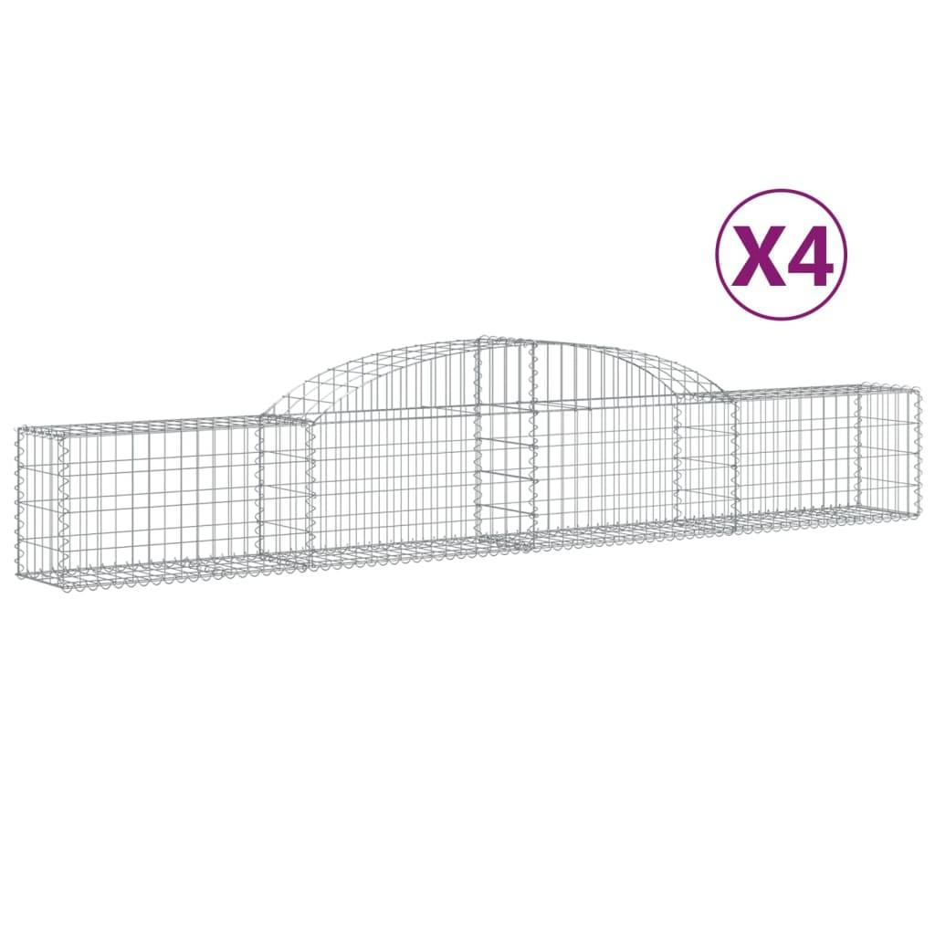 vidaXL Gabionen mit Hochbogen 4 Stk. 300x30x40/60 cm Verzinktes Eisen