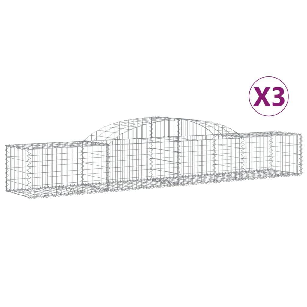 vidaXL Gabionen mit Hochbogen 3 Stk. 300x50x40/60 cm Verzinktes Eisen