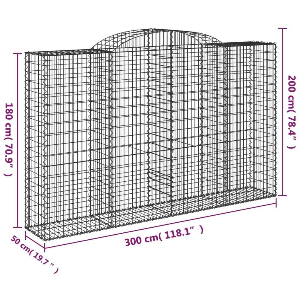 vidaXL Gabionen mit Hochbogen 15 Stk 300x50x180/200cm Verzinktes Eisen