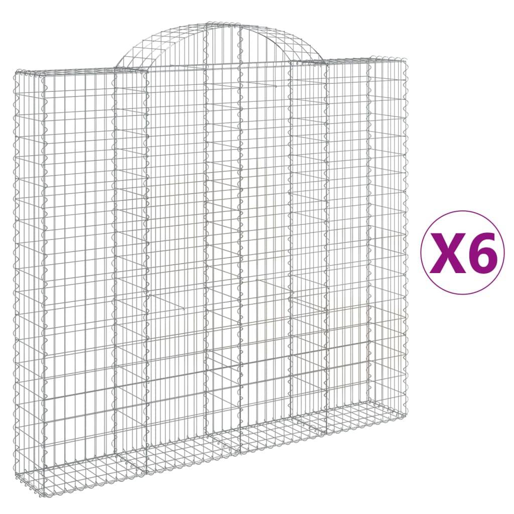 vidaXL Gabionen mit Hochbogen 6 Stk. 200x30x180/200cm Verzinktes Eisen