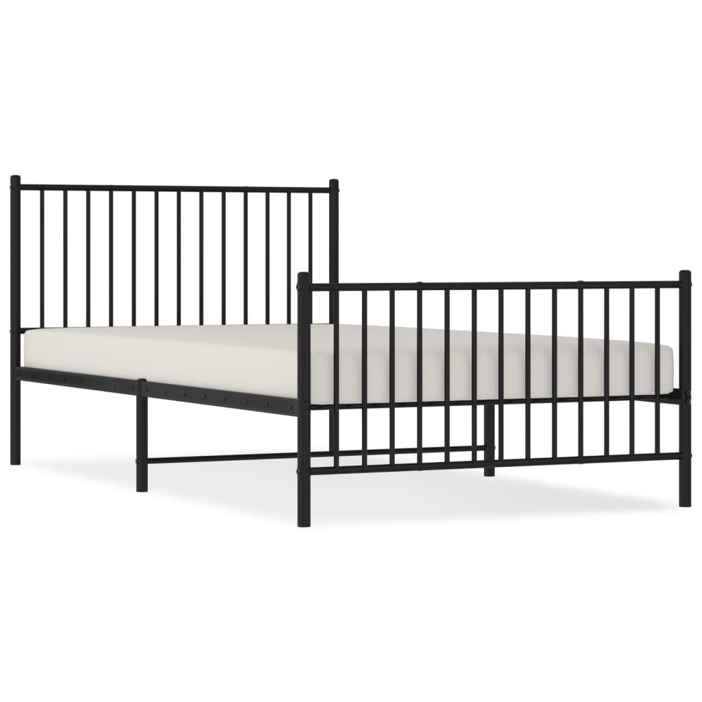 vidaXL Bettgestell mit Kopf- und Fußteil Metall Schwarz 107x203 cm