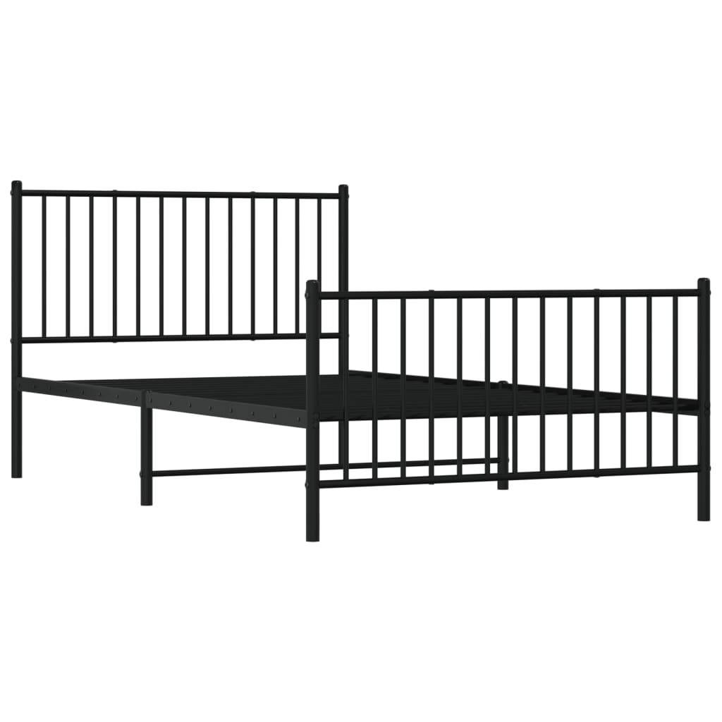 vidaXL Bettgestell mit Kopf- und Fußteil Metall Schwarz 107x203 cm