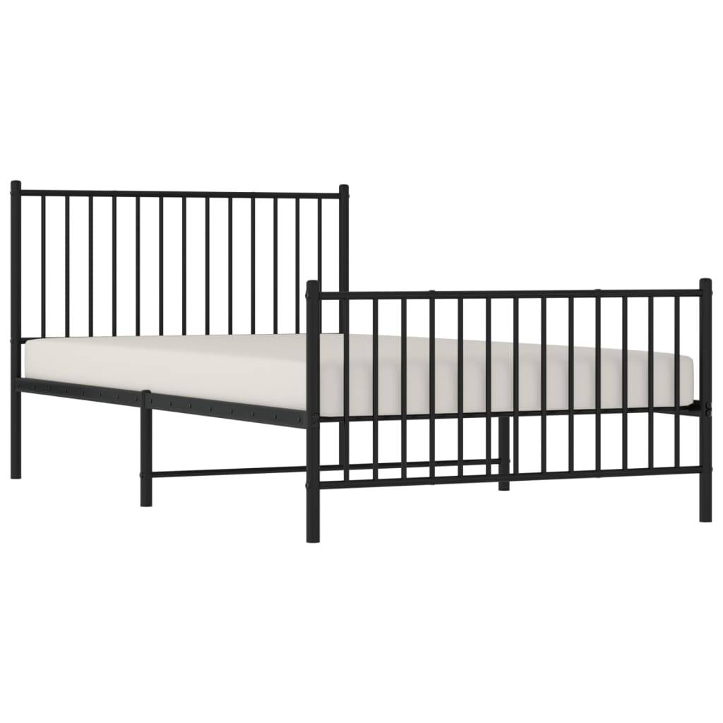 vidaXL Bettgestell mit Kopf- und Fußteil Metall Schwarz 107x203 cm