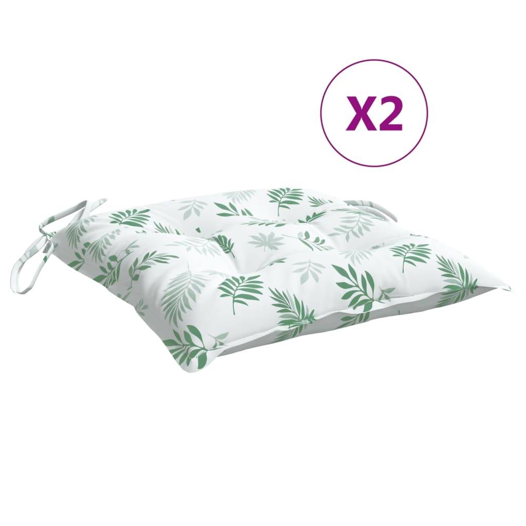 vidaXL Stuhlkissen 2 Stk. Blattmuster 50x50x7 cm Oxford-Gewebe