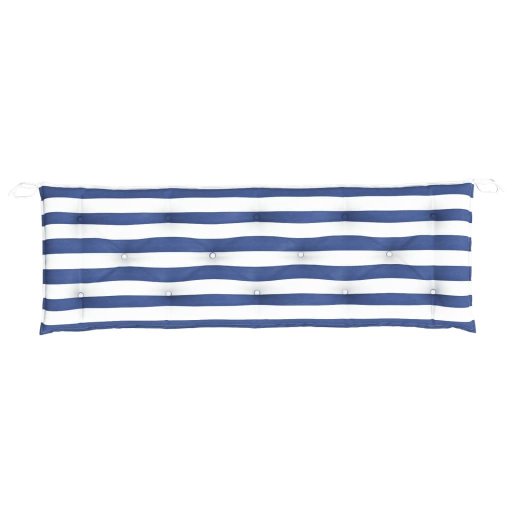 vidaXL Gartenbank-Auflage Blau &amp; Weiß Gestreift 150x50x7 cm