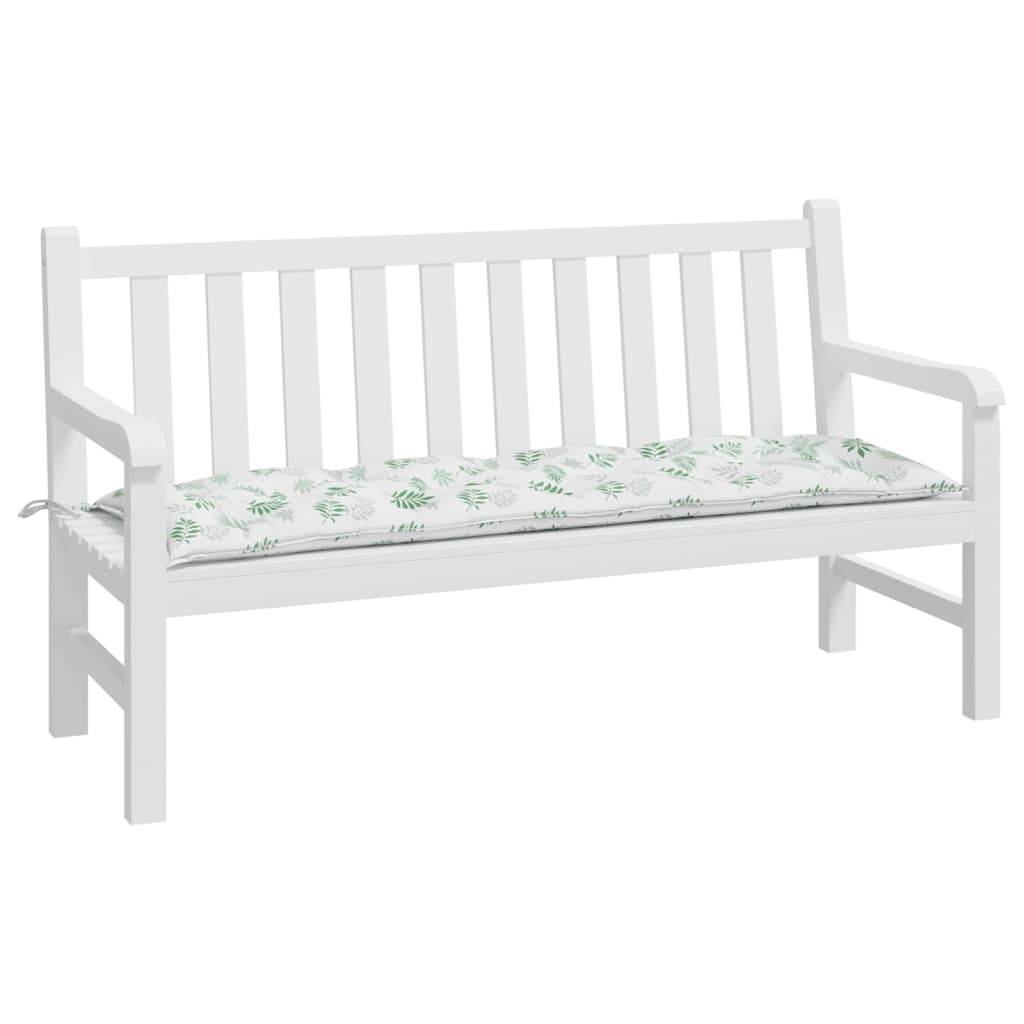 vidaXL Gartenbank-Auflage Blattmuster 150x50x7 cm Oxford-Gewebe