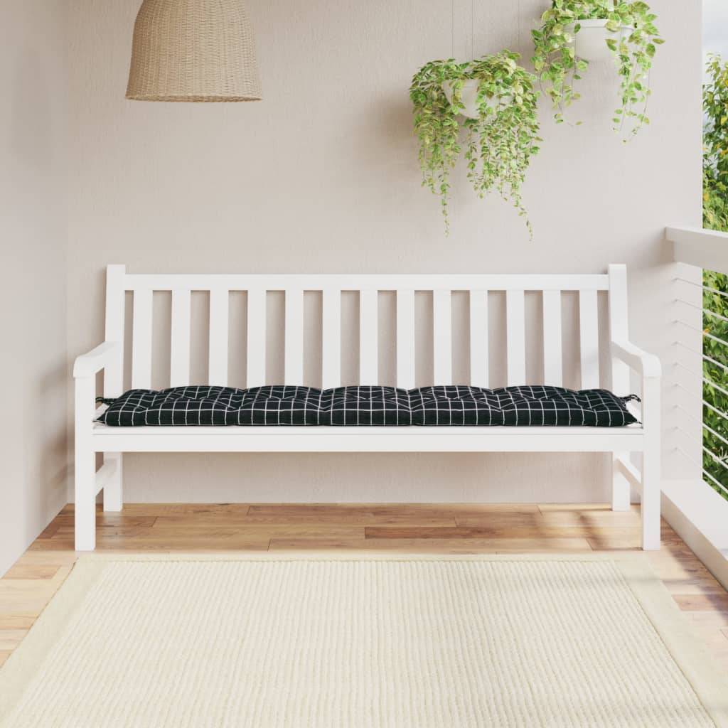 vidaXL Gartenbank-Auflage Schwarz Karomuster 180x50x7 cm Oxford-Gewebe
