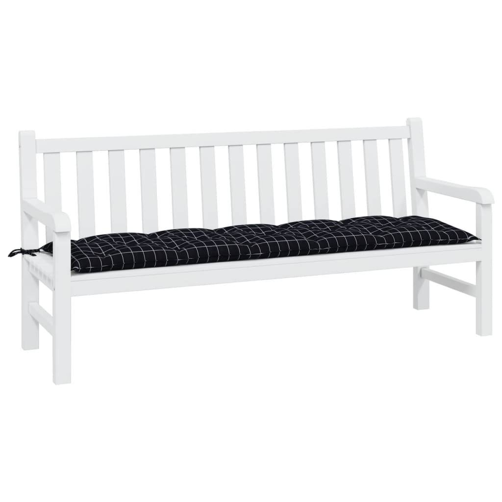 vidaXL Gartenbank-Auflage Schwarz Karomuster 180x50x7 cm Oxford-Gewebe
