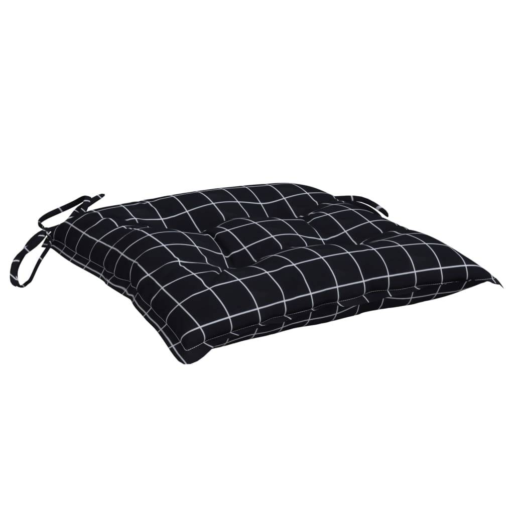vidaXL Stuhlkissen 4 Stk. Schwarz Karomuster 50x50x7 cm Oxford-Gewebe