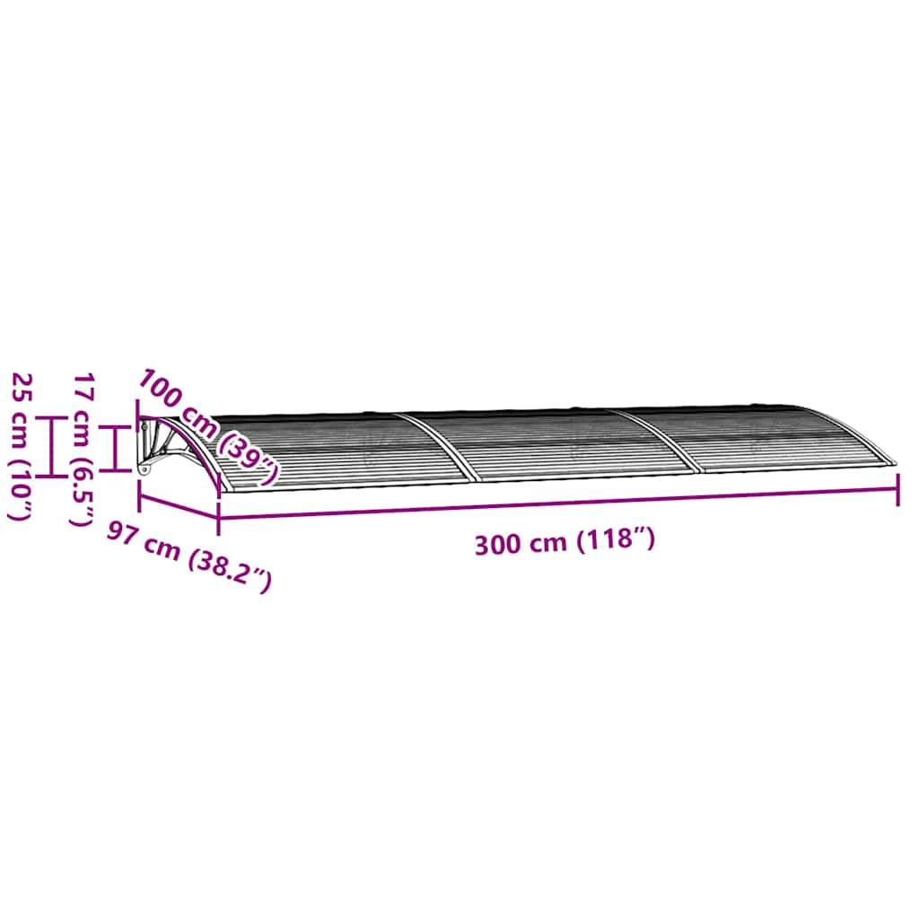 vidaXL Türvordach Schwarz 300x100 cm Polycarbonat