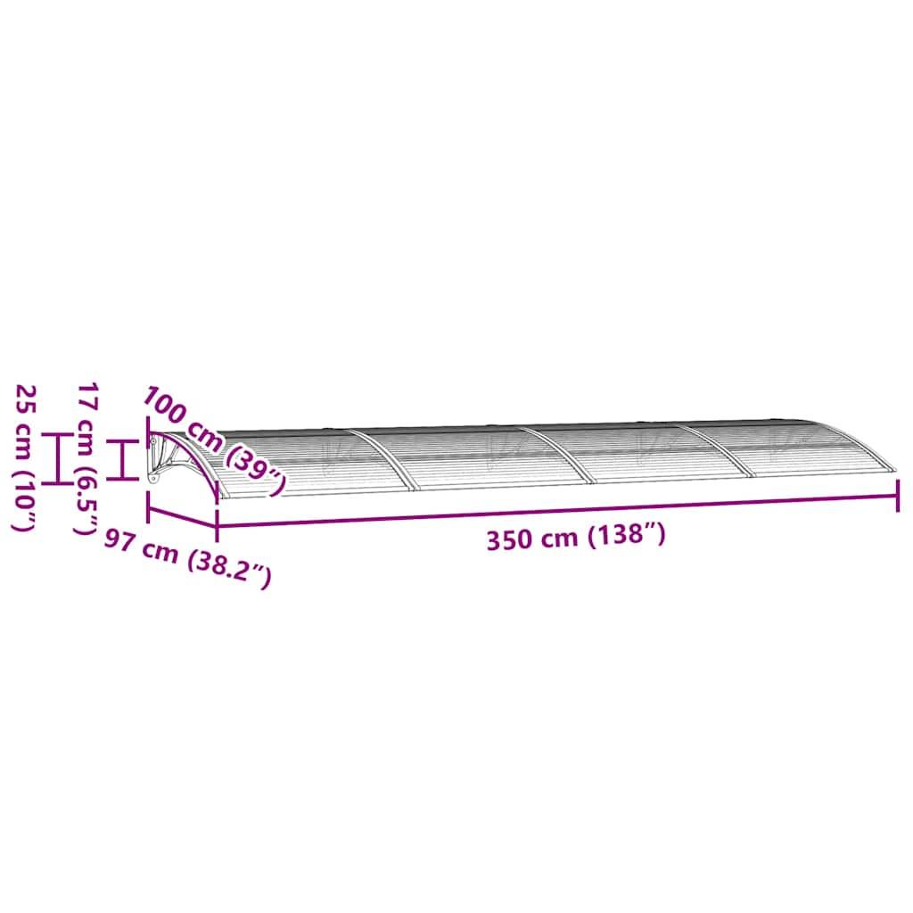vidaXL Türvordach Schwarz 350x100 cm Polycarbonat