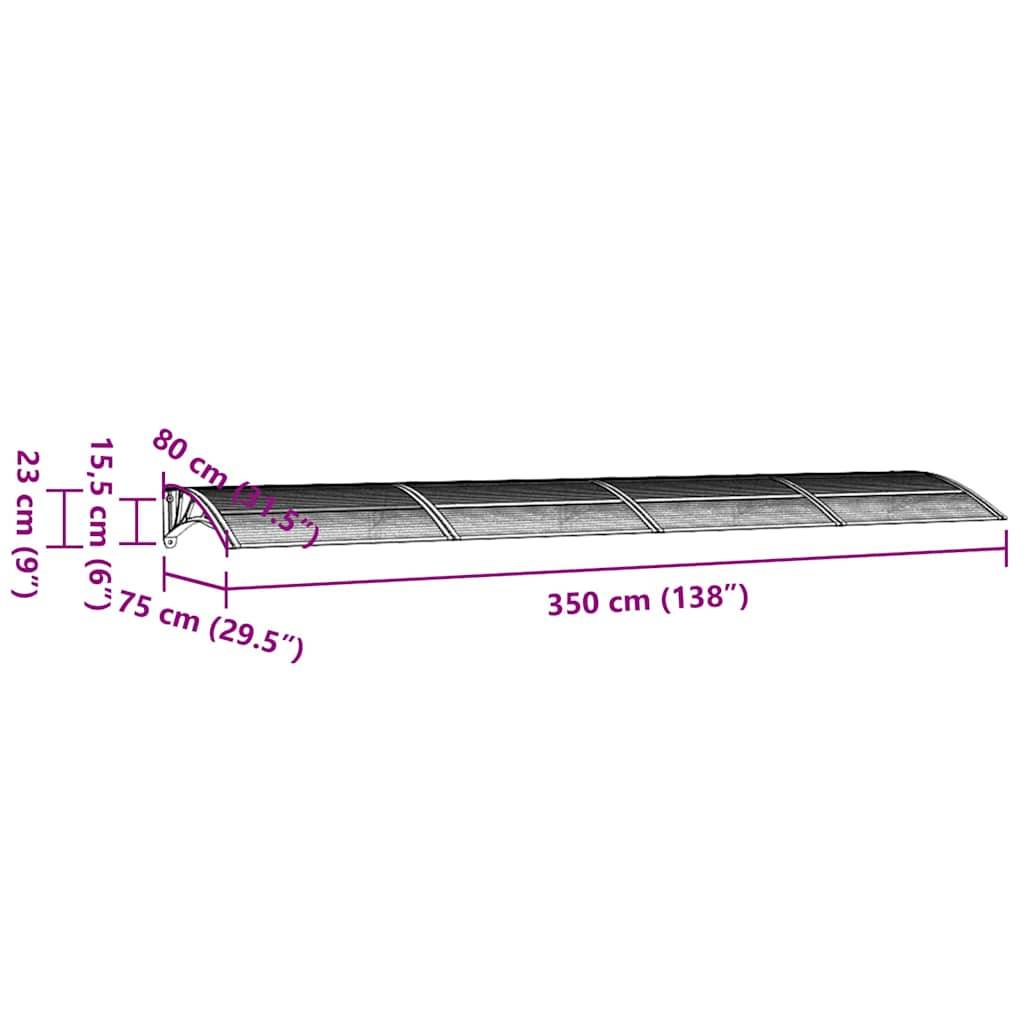 vidaXL Türvordach Schwarz und Transparent 350x75 cm Polycarbonat
