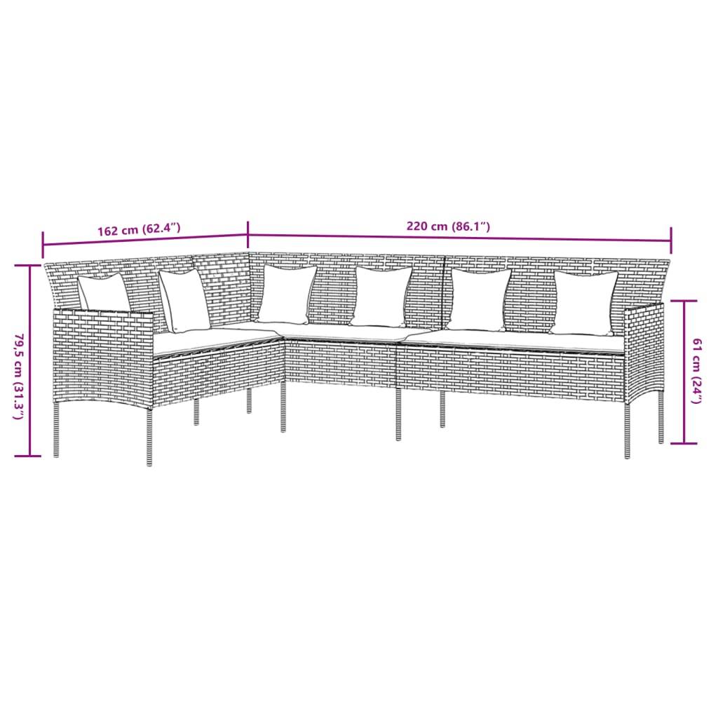 vidaXL 2-tlg. Garten-Essgruppe mit Kissen Grau Poly Rattan