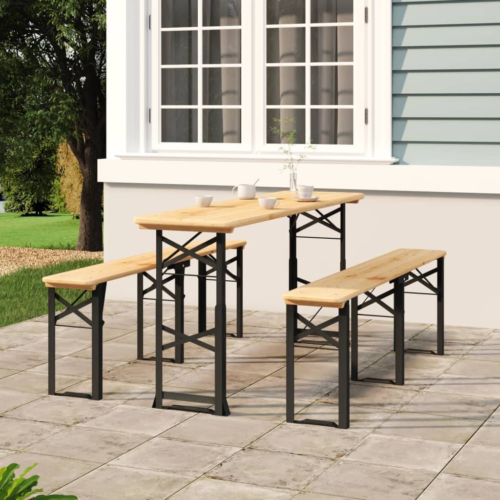 vidaXL Biertisch Klappbar 170x50x75/105 cm Massivholz Tanne