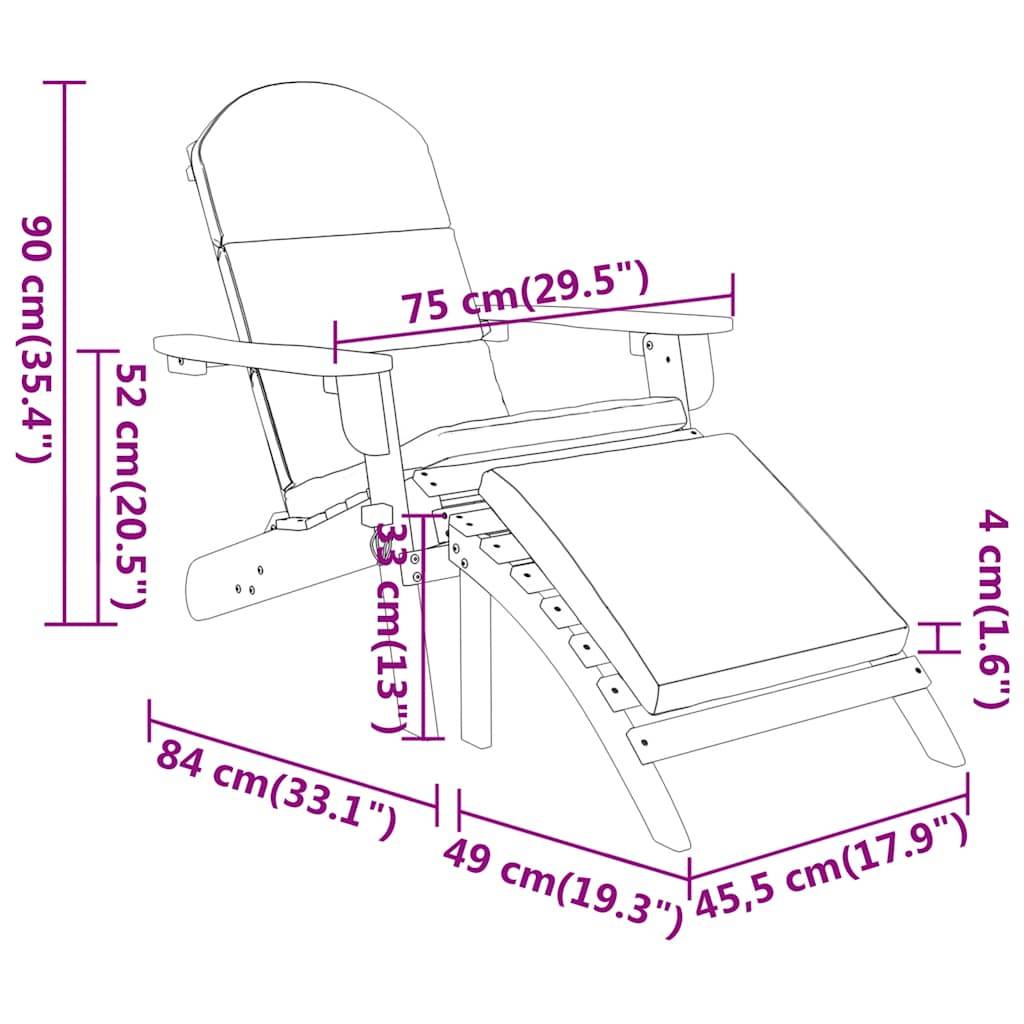 vidaXL Adirondack-Gartenstuhl mit Fußstütze Massivholz Akazie