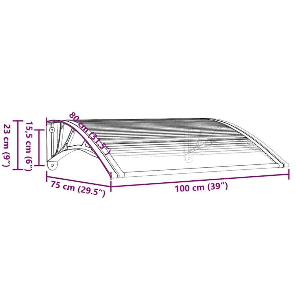 vidaXL Türvordach Schwarz 100x75 cm Polycarbonat