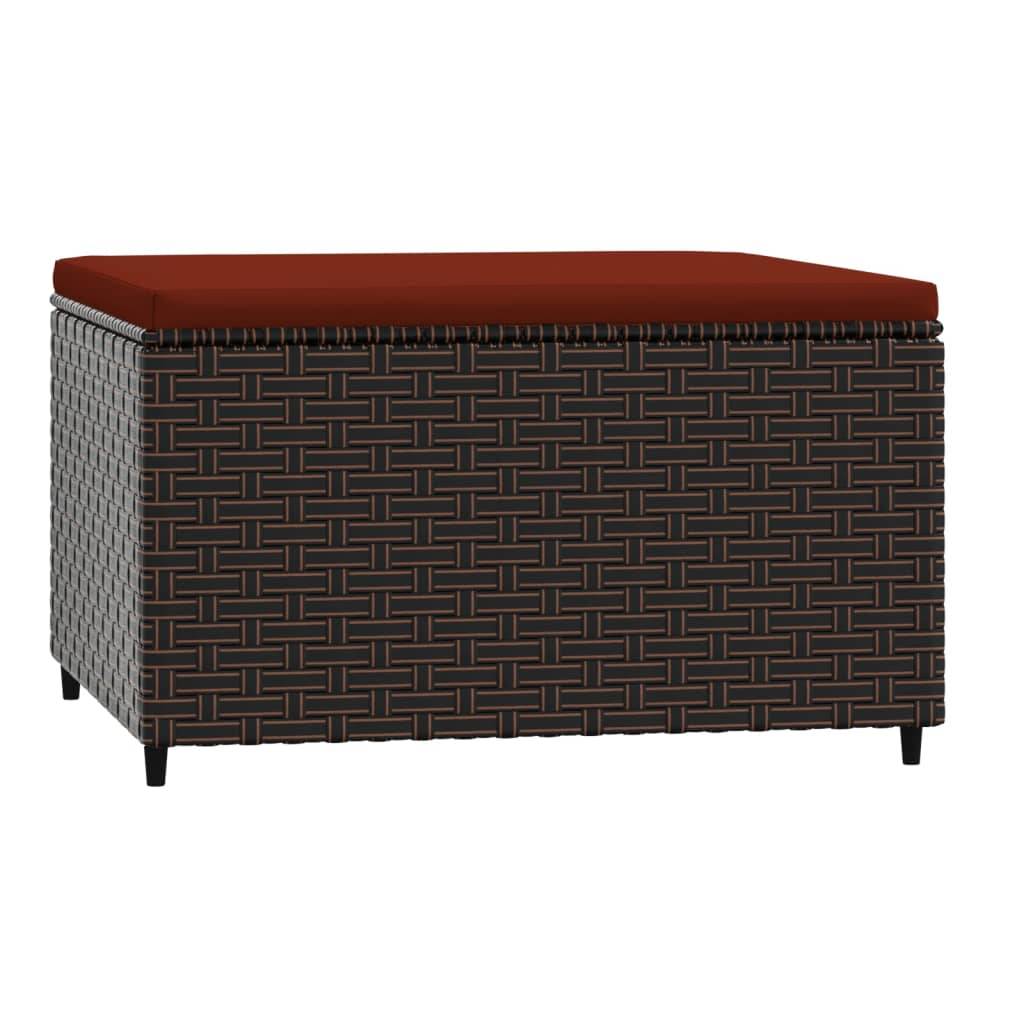 vidaXL Gartenhocker mit Kissen 2 Stk. Braun Poly Rattan