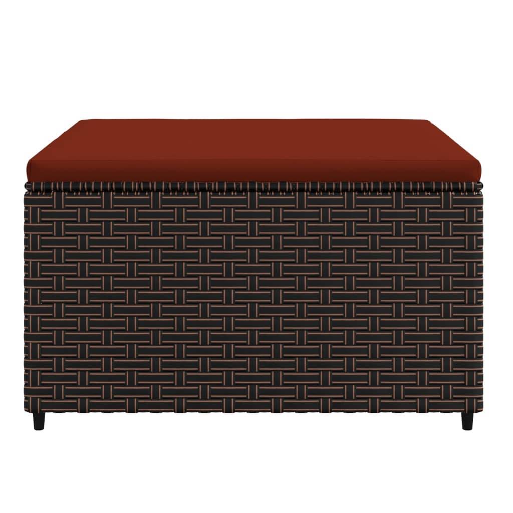 vidaXL Gartenhocker mit Kissen 2 Stk. Braun Poly Rattan