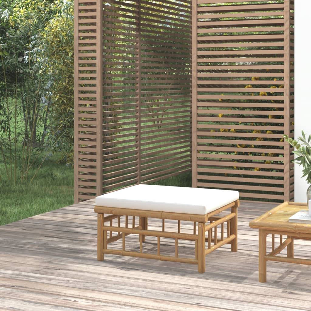 vidaXL Gartenhocker mit Cremeweißem Kissen Bambus