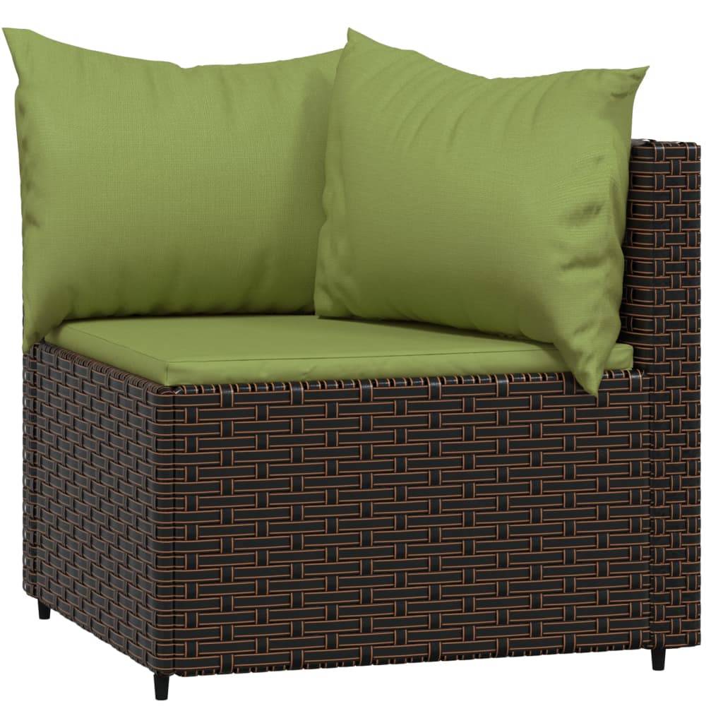vidaXL 4-tlg. Garten-Lounge-Set mit Kissen Braun Poly Rattan