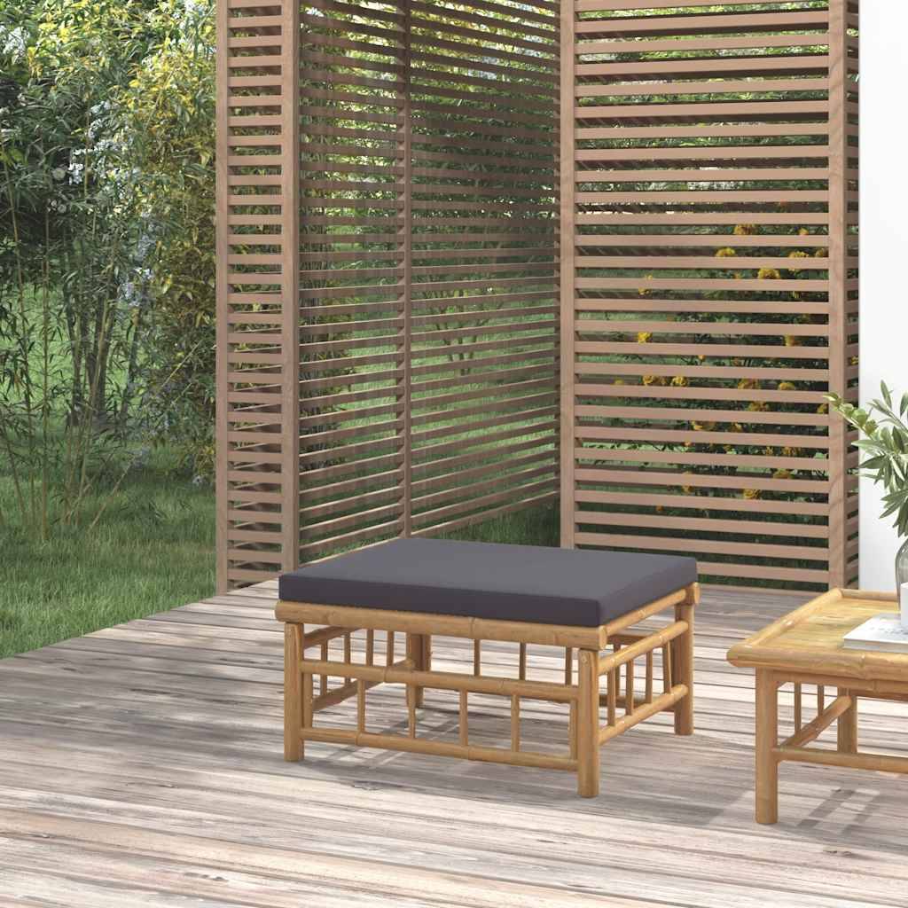 vidaXL Gartenhocker mit Dunkelgrauem Kissen Bambus