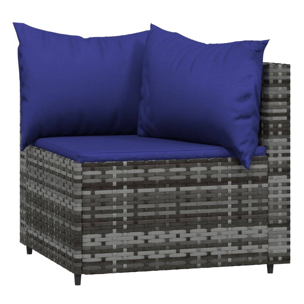 vidaXL 4-tlg. Garten-Lounge-Set mit Kissen Grau Poly Rattan