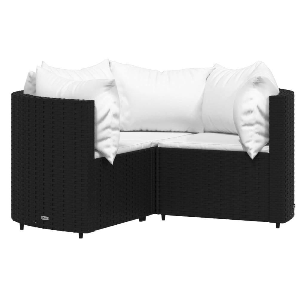 vidaXL 4-tlg. Garten-Lounge-Set mit Kissen Schwarz Poly Rattan