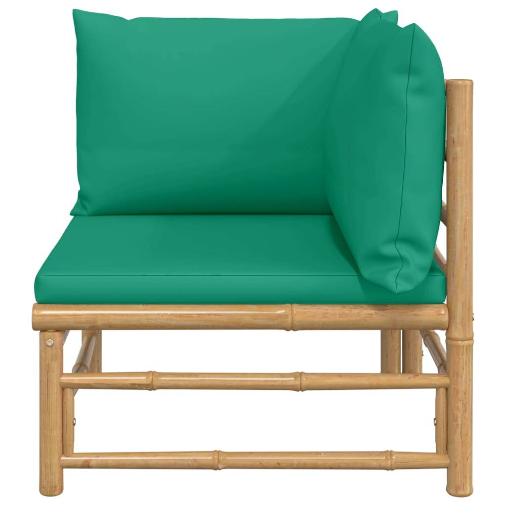 vidaXL Garten-Ecksofa mit Grünen Kissen Bambus